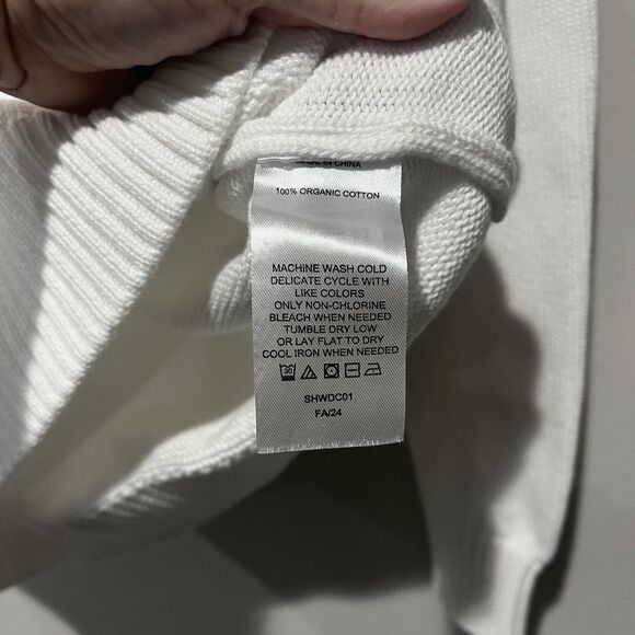 Quince Organic Cotton Crewneck High-Low Sweater Kids 12 White Classic Minimalist - Picture 4 of 7